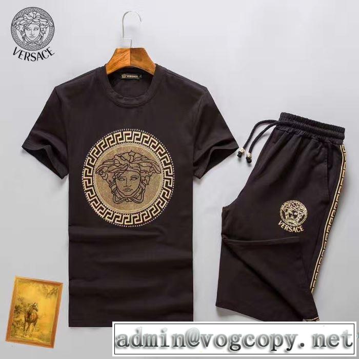 半袖Tシャツ 上下セット 2017春夏 人気が爆発 ヴェルサーチ 3色可選 VERSACE