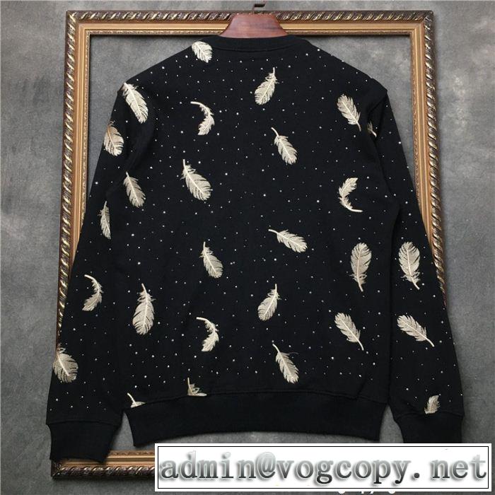 フェザー刺繍付きGIVENCHYジバンシーコピー男女兼用プルオーバーパーカーブラック、ホワイト