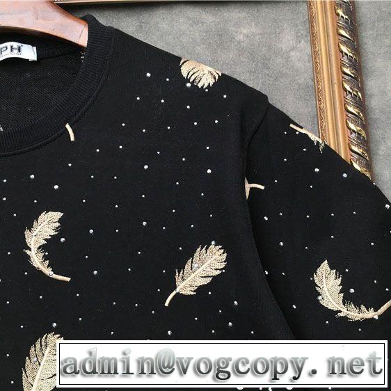 フェザー刺繍付きGIVENCHYジバンシーコピー男女兼用プルオーバーパーカーブラック、ホワイト