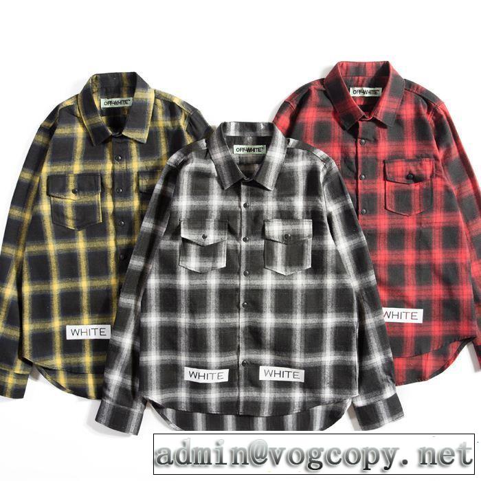 オフホワイト数量限定再入荷 3色可選 チェックシャツ大流行中 2018年秋冬シーズン Off-White