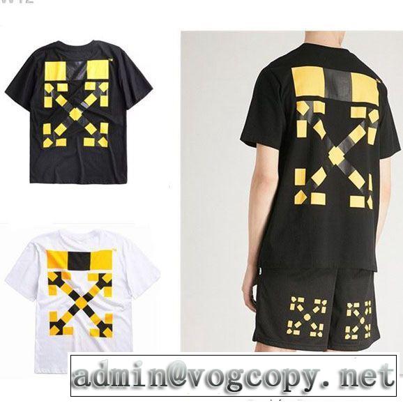 大胆なデザイン半袖Tシャツ Off-White オフホワイト 2色可選
