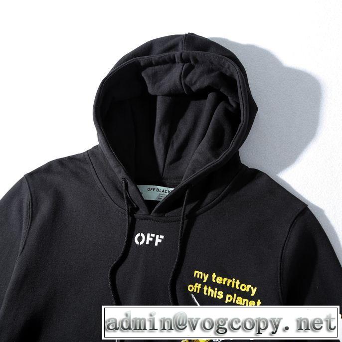 多様なシーンで大活躍Off-Whiteオフホワイトパーカー偽物プリントメンズフード付き黒、白プルオーバーパーカー