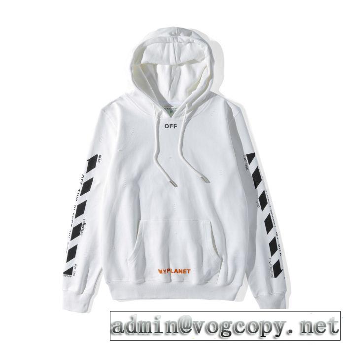 爆買い定番人気オフホワイトコピーOFF-WHITEメンズフード付きプリント黒、白プルオーバーパーカー