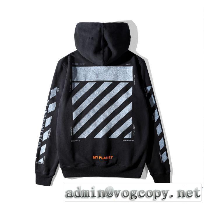 爆買い定番人気オフホワイトコピーOFF-WHITEメンズフード付きプリント黒、白プルオーバーパーカー