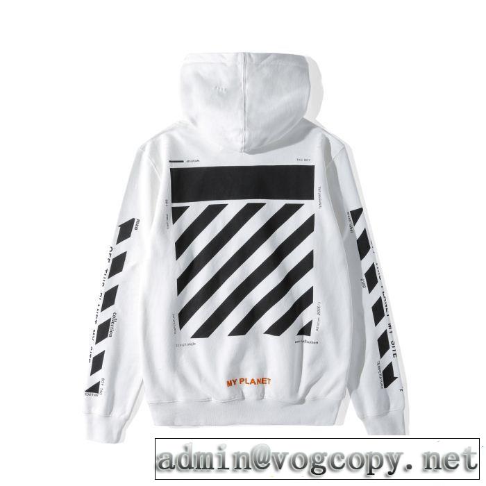 爆買い定番人気オフホワイトコピーOFF-WHITEメンズフード付きプリント黒、白プルオーバーパーカー