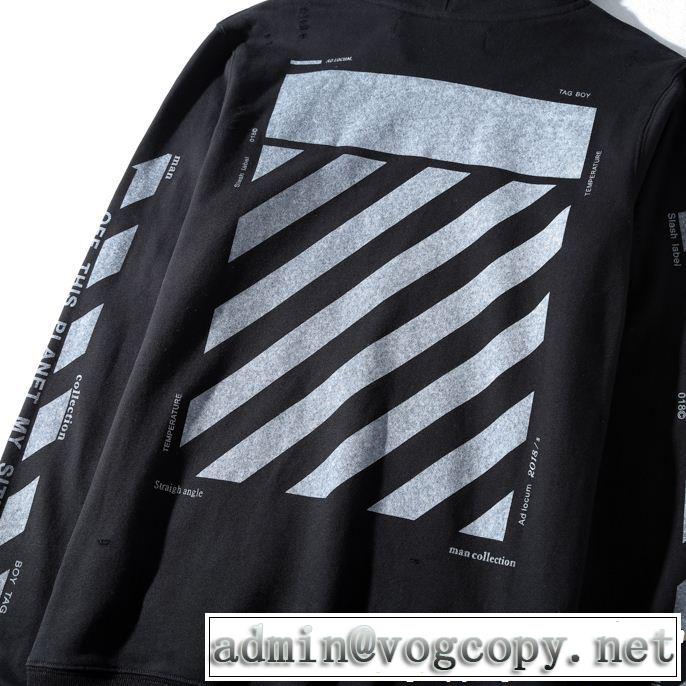 爆買い定番人気オフホワイトコピーOFF-WHITEメンズフード付きプリント黒、白プルオーバーパーカー