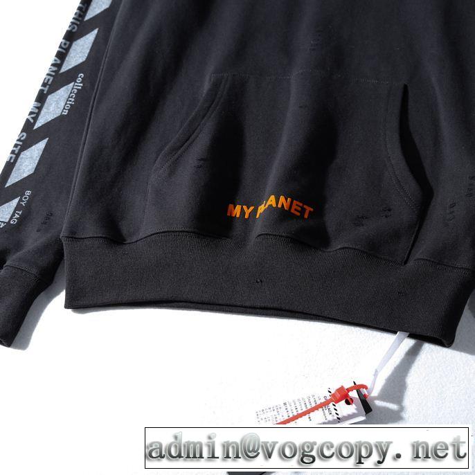 爆買い定番人気オフホワイトコピーOFF-WHITEメンズフード付きプリント黒、白プルオーバーパーカー
