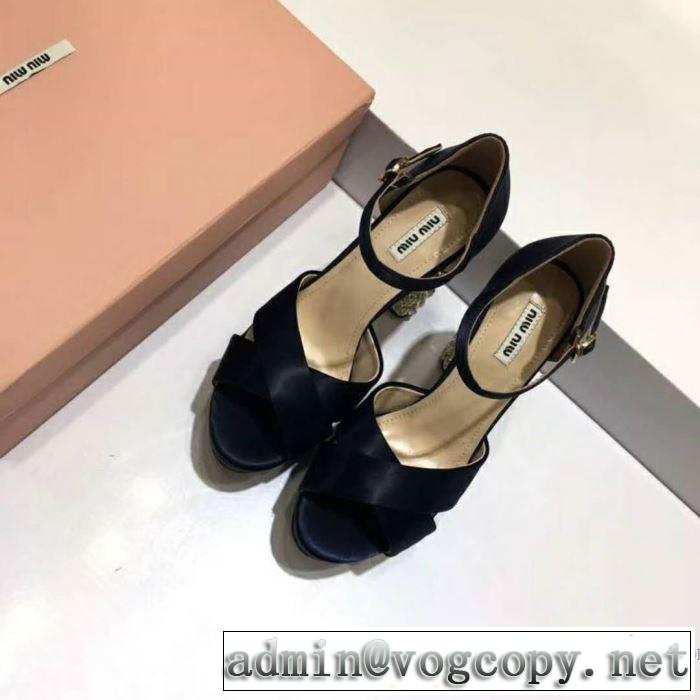 大人キレイに仕立てる ミュウミュウ MIUMIU 2018春夏新作 サンダル 2色可選
