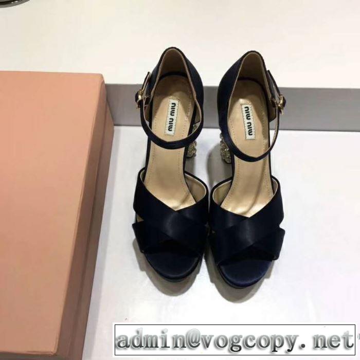 大人キレイに仕立てる ミュウミュウ MIUMIU 2018春夏新作 サンダル 2色可選