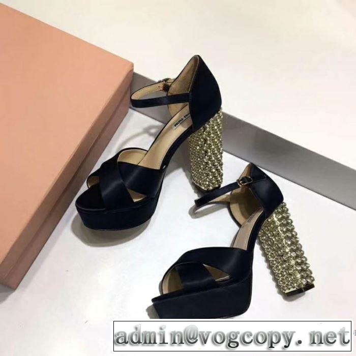 大人キレイに仕立てる ミュウミュウ MIUMIU 2018春夏新作 サンダル 2色可選