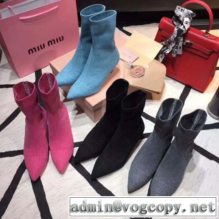  秋冬大活躍  多色可選 ブーツ 2018年秋冬入荷  ミュウミュウおしゃれ流行 MiuMiu 現代的な印象