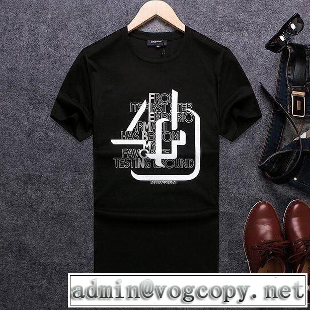 自然な肌触り ARMANI アルマーニ 半袖Tシャツ 3色可選 首胸ロゴ 2018春夏新作