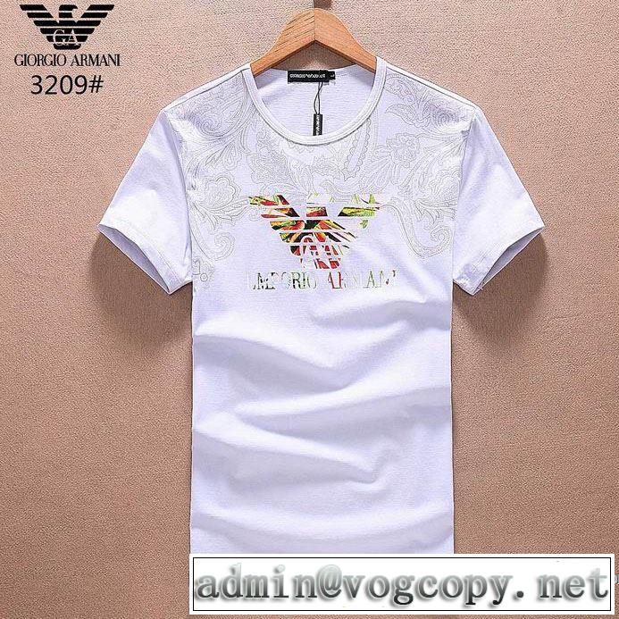 通気性に優れた アルマーニ ARMANI 2018春夏新作 半袖Tシャツ 上質 大人気！3色可選