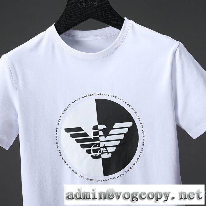 通気性に優れた アルマーニ ARMANI 2018春夏新作 半袖Tシャツ キレイめおしゃれ 2色可選