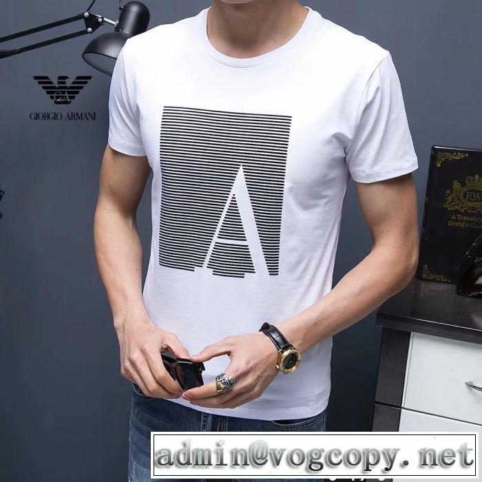 日本限定素材 アルマーニ ARMANI 3色可選 半袖Tシャツ 2018最高ランキング