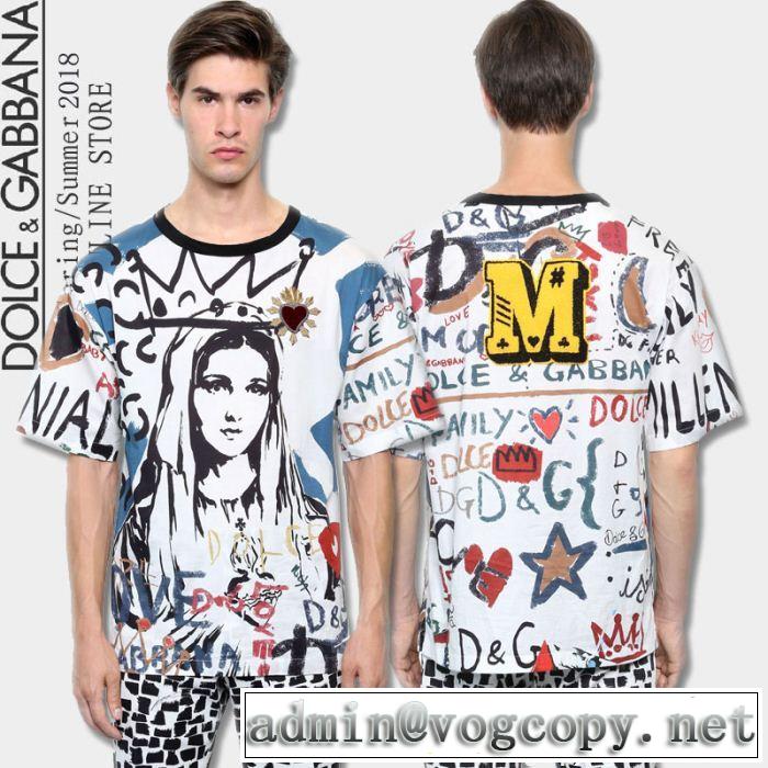  2018夏の定番新品到来! ドルチェ＆ガッバーナ Dolce&Gabbana 個性的なモデル 半袖Tシャツ