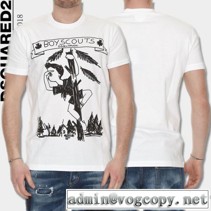  2018春夏新作 半袖Tシャツ 2色可選 ディースクエアード DSQUARED2 品良く 細身のシルエット