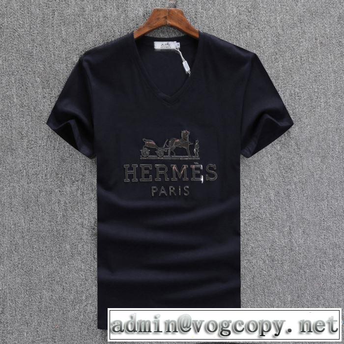 絶妙な新商品 通気性に優れた 2018春夏新作 半袖Tシャツ 3色可選 エルメス HERMES
