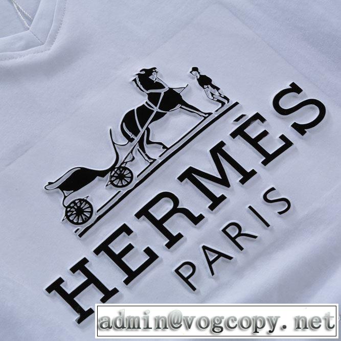 絶妙な新商品 通気性に優れた 2018春夏新作 半袖Tシャツ 3色可選 エルメス HERMES