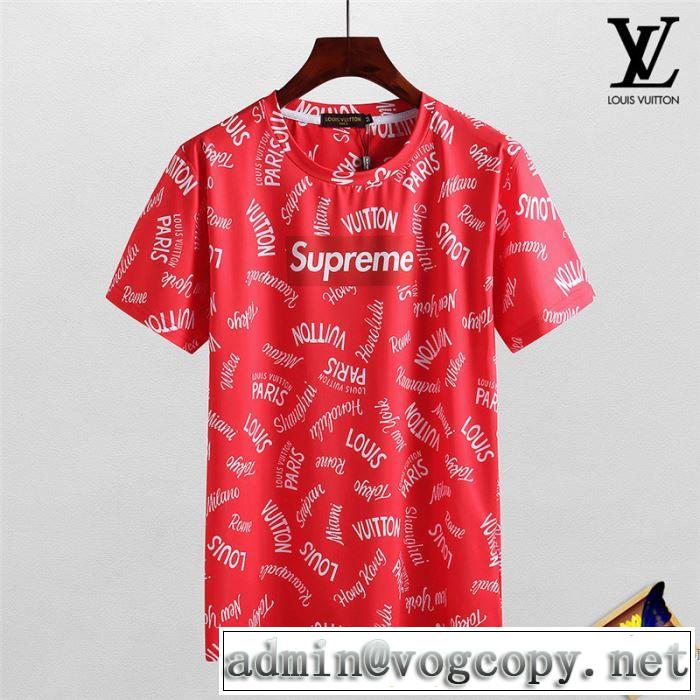 2018格安のLOUIS VUITTONルイ ヴィトンＴシャツコピーの赤色のクルーネック半袖Tシャツトップス