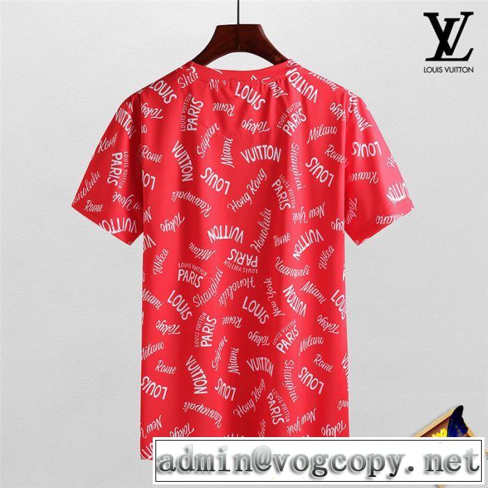 2018格安のLOUIS VUITTONルイ ヴィトンＴシャツコピーの赤色のクルーネック半袖Tシャツトップス