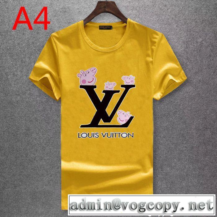 可愛いプリントルイヴィトンコピー使い勝手的にメンズ人気流行クルーネック半袖Ｔシャツ