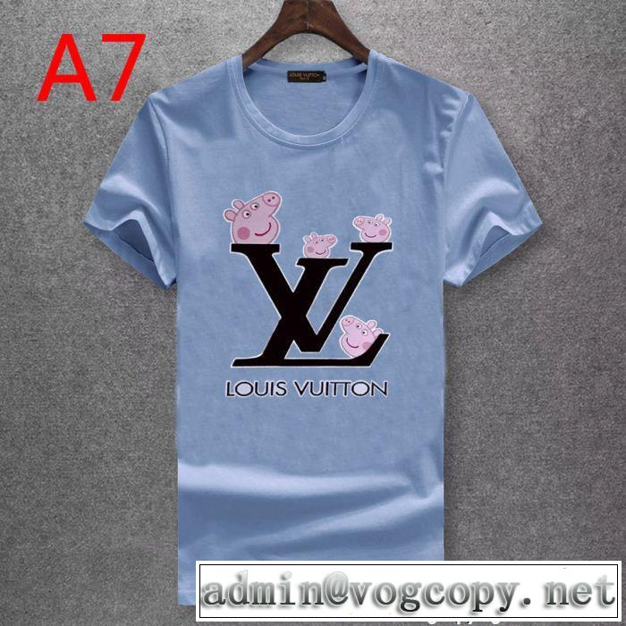 可愛いプリントルイヴィトンコピー使い勝手的にメンズ人気流行クルーネック半袖Ｔシャツ