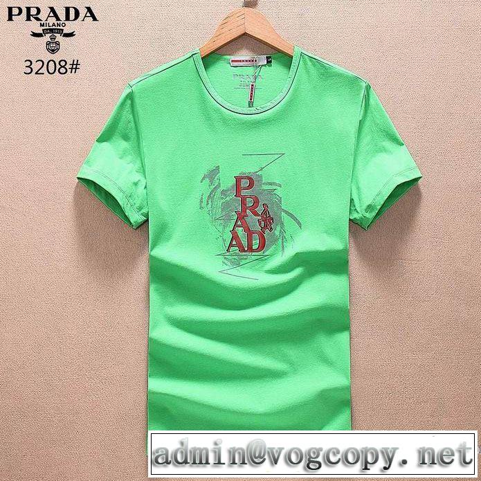 肌に馴染みやすい 3色可選 2018春夏新作 プラダ PRADA 半袖Tシャツ 数量限定低価
