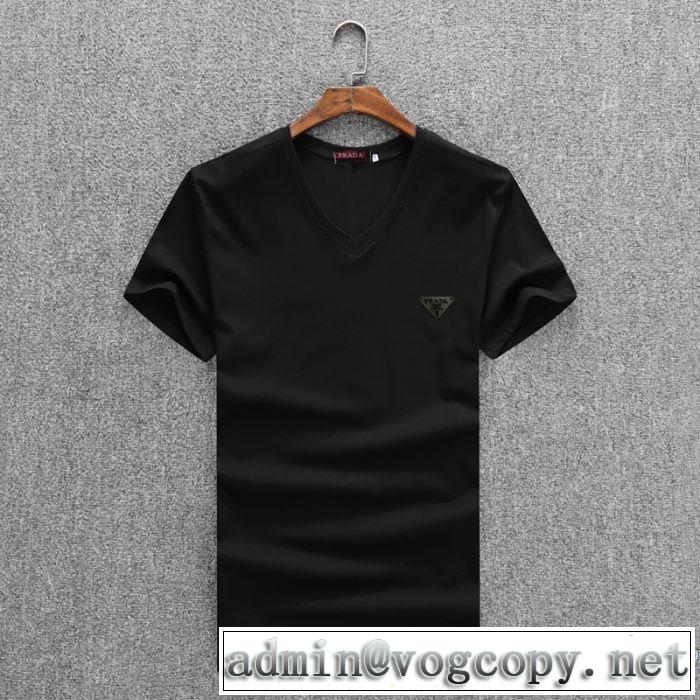 2色可選 プラダ PRADA 半袖Tシャツ 2018春夏新作 圧倒的人気新着 クールビズ