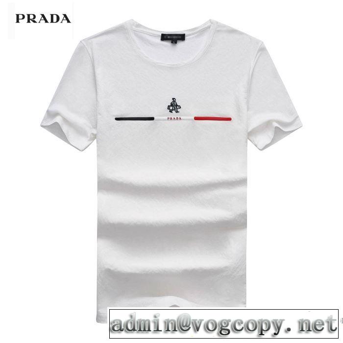 半袖Tシャツ 2018春夏新作 3色可選 シンプル プラダ PRADA しっかりとした