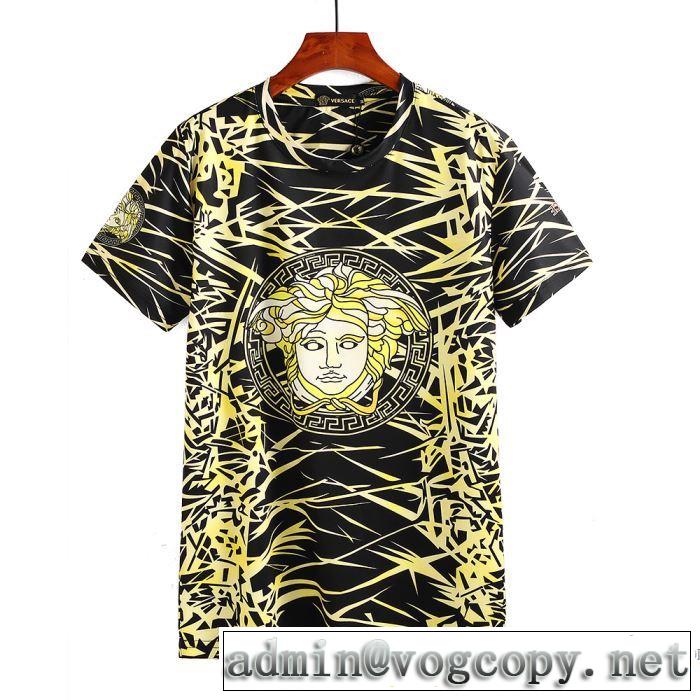 2色可選 優しいフィット感 半袖Tシャツ 2018春夏新作 大人っぽく知的な ヴェルサーチ VERSACE