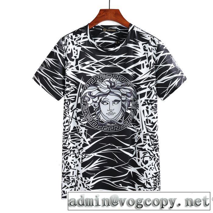 2色可選 優しいフィット感 半袖Tシャツ 2018春夏新作 大人っぽく知的な ヴェルサーチ VERSACE