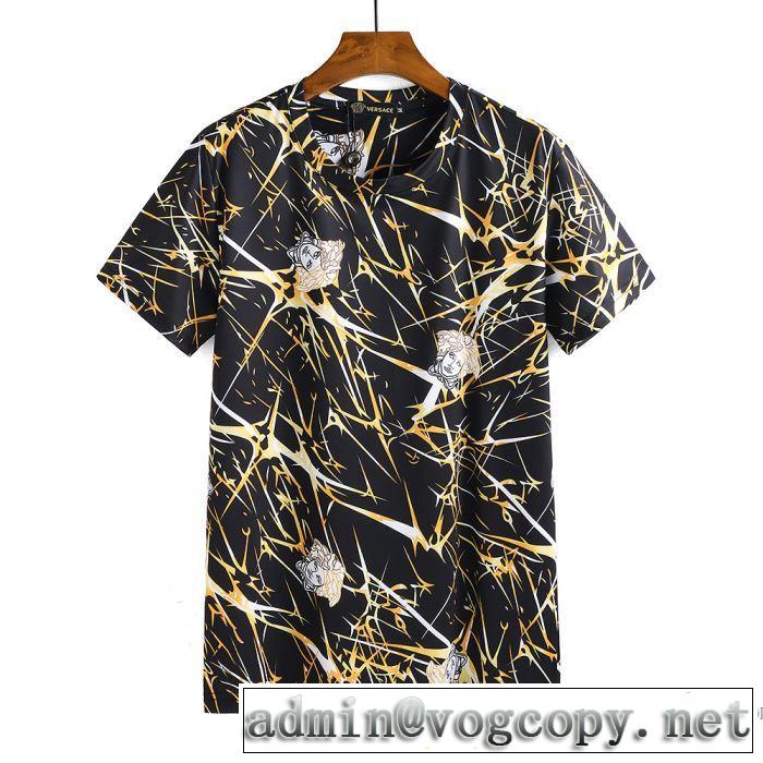  半袖Tシャツ ヴェルサーチ VERSACE 収縮性のある 2018春夏新作 希少価値大