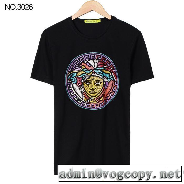 4色可選 半袖Tシャツ 2018春夏新作 吸汗速乾 ヴェルサーチ VERSACE 今季爆発的な人気