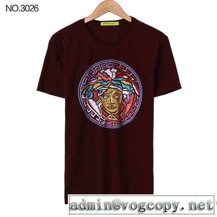 4色可選 半袖Tシャツ 2018春夏新作 吸汗速乾 ヴェルサーチ VERSACE 今季爆発的な人気