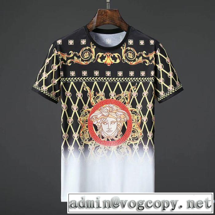 ヴェルサーチ VERSACE 半袖Tシャツ 2018春夏新作 快適な着心地 華やかさ満点