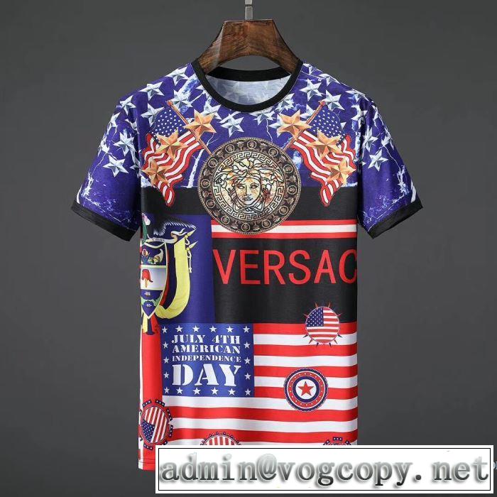 モデル大絶賛 2018春夏新作 自然な肌触り 半袖Tシャツ ヴェルサーチ VERSACE