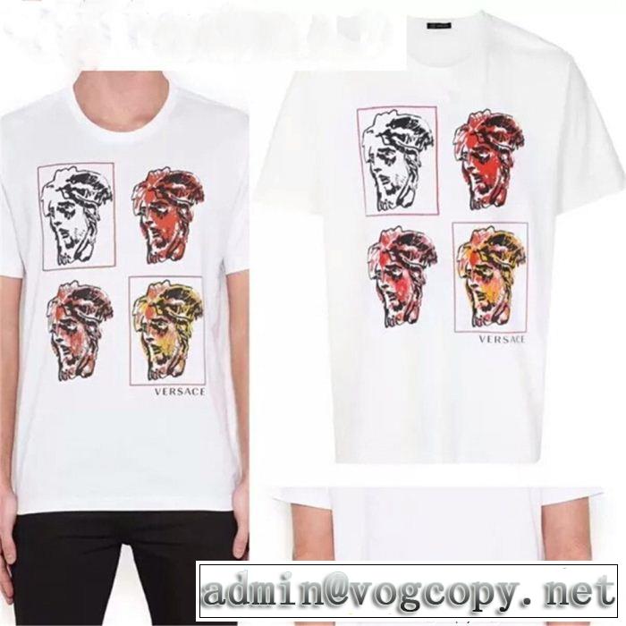2色可選 ヴェルサーチ VERSACE 2018最高ランキング 半袖Tシャツ 旬のアイテム