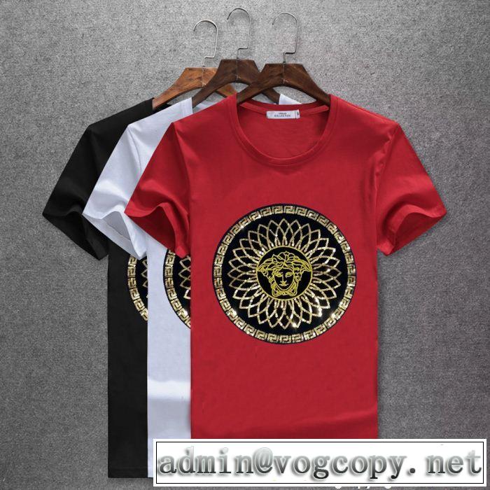 3色可選 2018年春夏シーズン 半袖Tシャツ 上品でベーシック ヴェルサーチ VERSACE