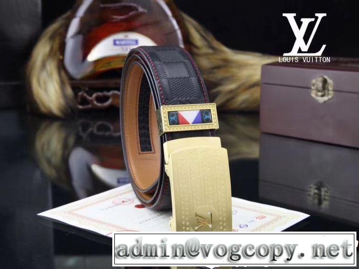 ヴィトン ベルト コピーLOUIS VUITTONゴールドシルバーバックルレザーベルトビズネスベルト通勤赤字超特価得価