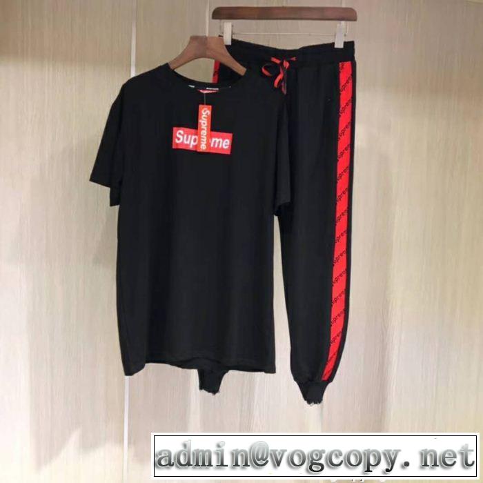 オシャレを満喫できるSUPREME上下セットシュプリーム 2018夏の定番新品到来!2色可選