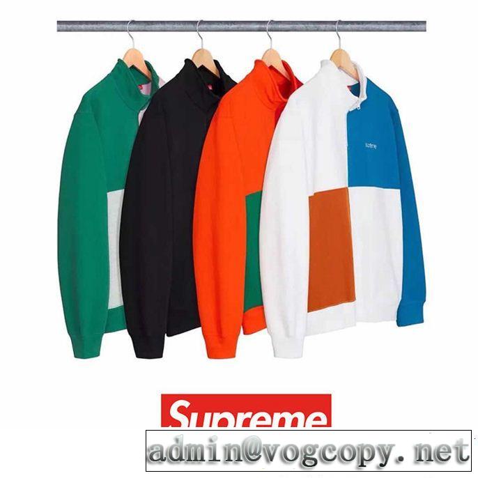  秋冬大活躍 シュプリーム SUPREME 18ss COLOR BLOCKED HALF ZIP SWEATSHIRT ハイネックパーカー 4色可選 個性的なモデル