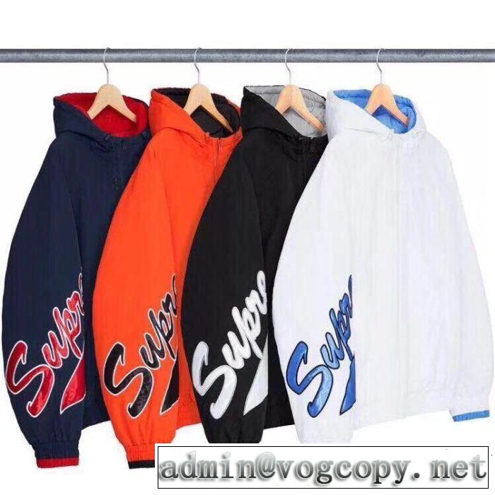  欧米韓流 Sup 18AW SLEEVE SCRIPT SIDELINE JACKET今季大人気新作登場ダウンジャケット 4色選択可