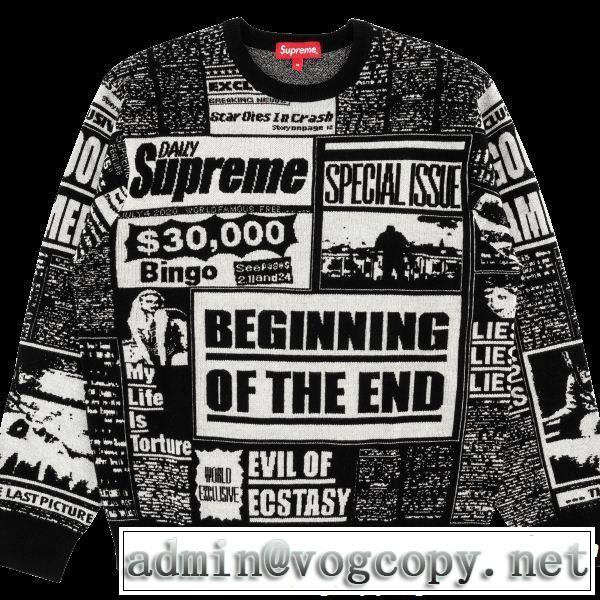 Supreme 18FW Newsprint Sweaterシュプリーム SUPREME プルオーバー 2色可選 圧倒的人気新着