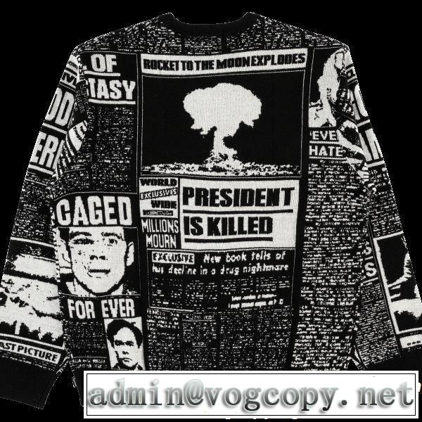 Supreme 18FW Newsprint Sweaterシュプリーム SUPREME プルオーバー 2色可選 圧倒的人気新着