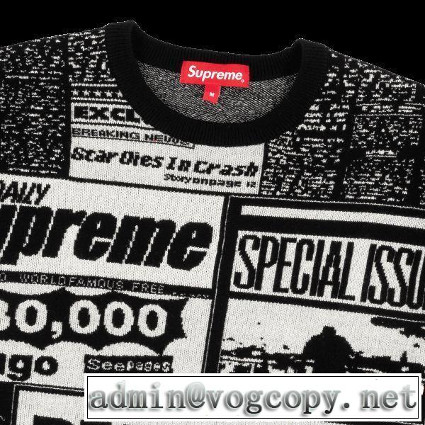 Supreme 18FW Newsprint Sweaterシュプリーム SUPREME プルオーバー 2色可選 圧倒的人気新着