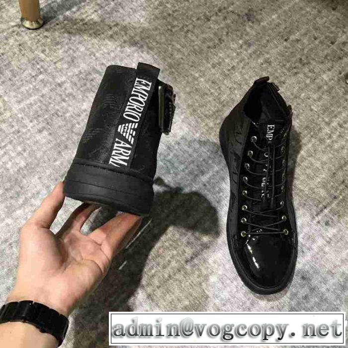 お洒落で人気アイテム アルマーニ ARMANI 新作を取り上げ ハイトップシューズ 2色可選 新しい品質保証
