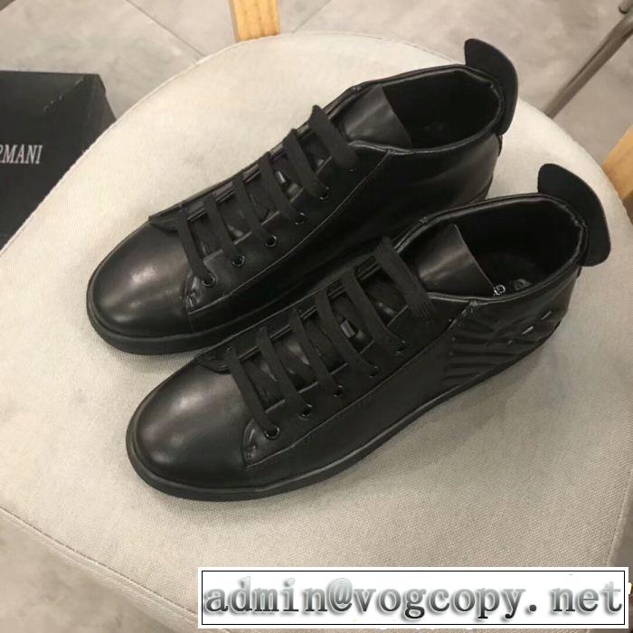  お手頃価格で人気商品 アルマーニ 今年っぽいトレンド商品 ARMANI ハイトップシューズ カジュアル派向け 