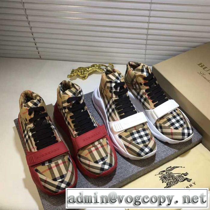 BURBERRY バーバリー ハイトップシューズ 2色可選 上品でファッション 話題の新作到着！