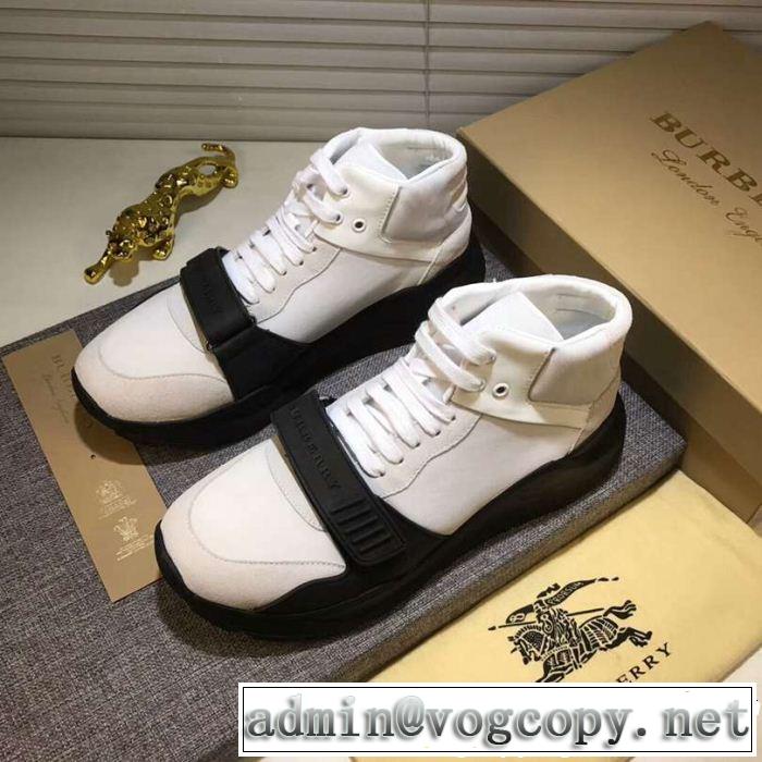 流行の注目ブランド 大人気ブランド BURBERRY バーバリー 人気急上昇中 ハイトップシューズ